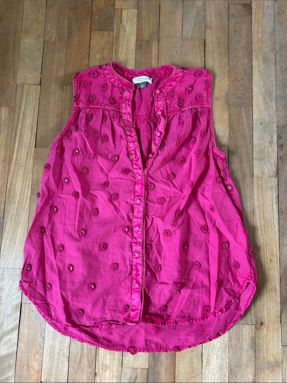 Anthropologie Pilcro Women’s Sleeveless Embellished Button-Front Top - Pink